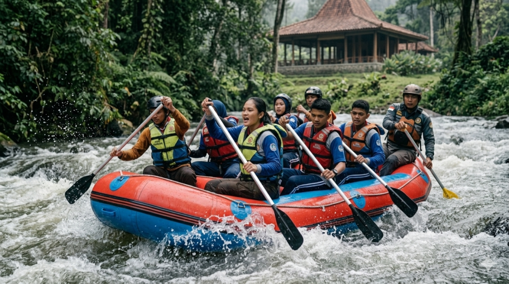 Rafting untuk penguatan teamwork siswa dan mahasiswa di Bogor