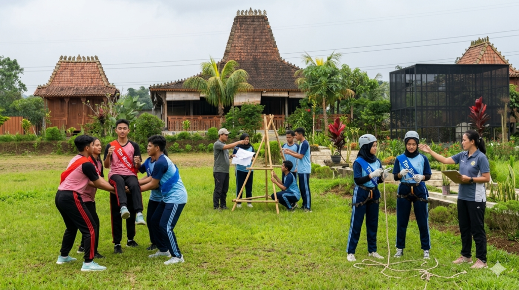 Program LDKS mahasiswa di villa leadership camp Caringin Bogor
