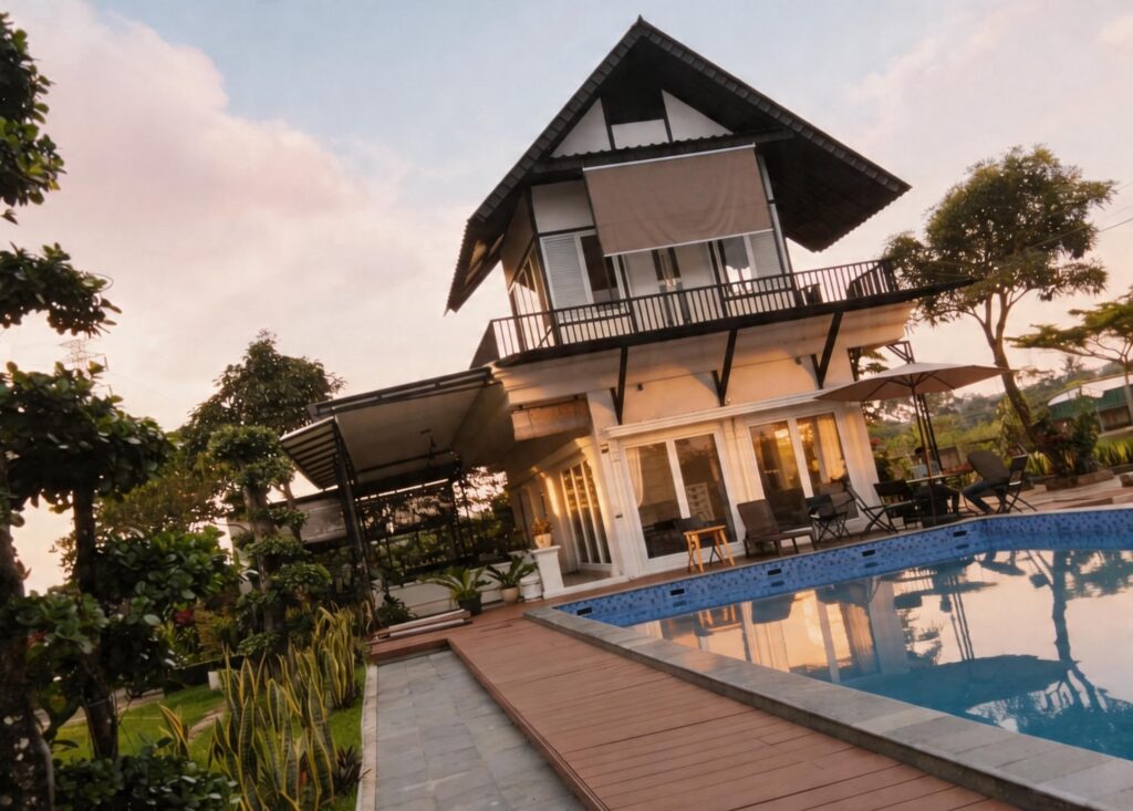 Villa untuk leadership camp mahasiswa di Bogor dengan fasilitas outbound dan team building
