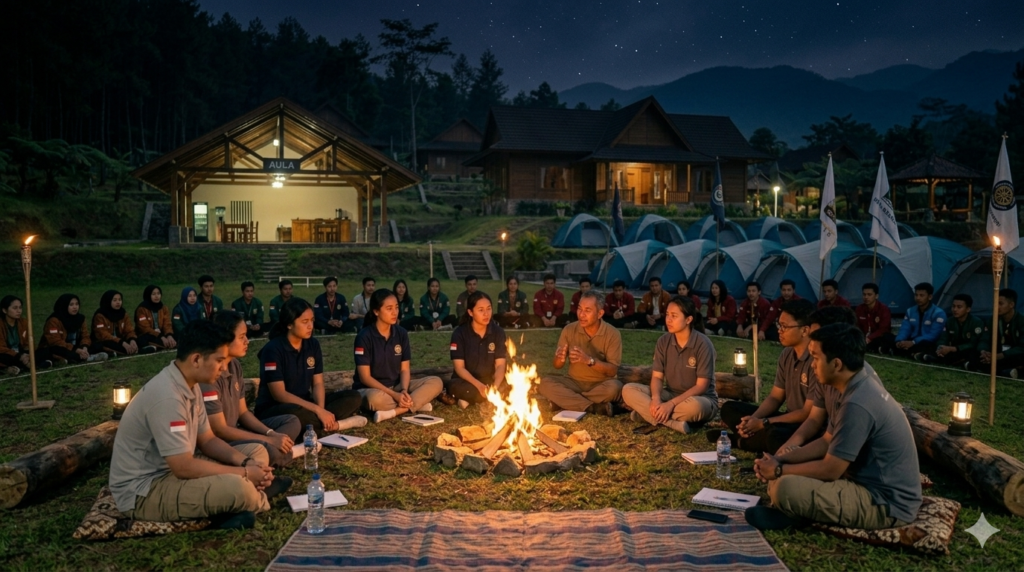 Kegiatan leadership camp siswa di Villa Zanara Bogor