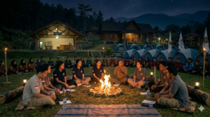 Kegiatan leadership camp siswa di Villa Zanara Bogor