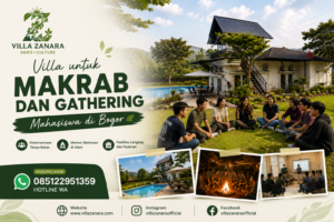 Villa untuk makrab dan gathering mahasiswa di Bogor dengan area kebersamaan di Villa Zanara