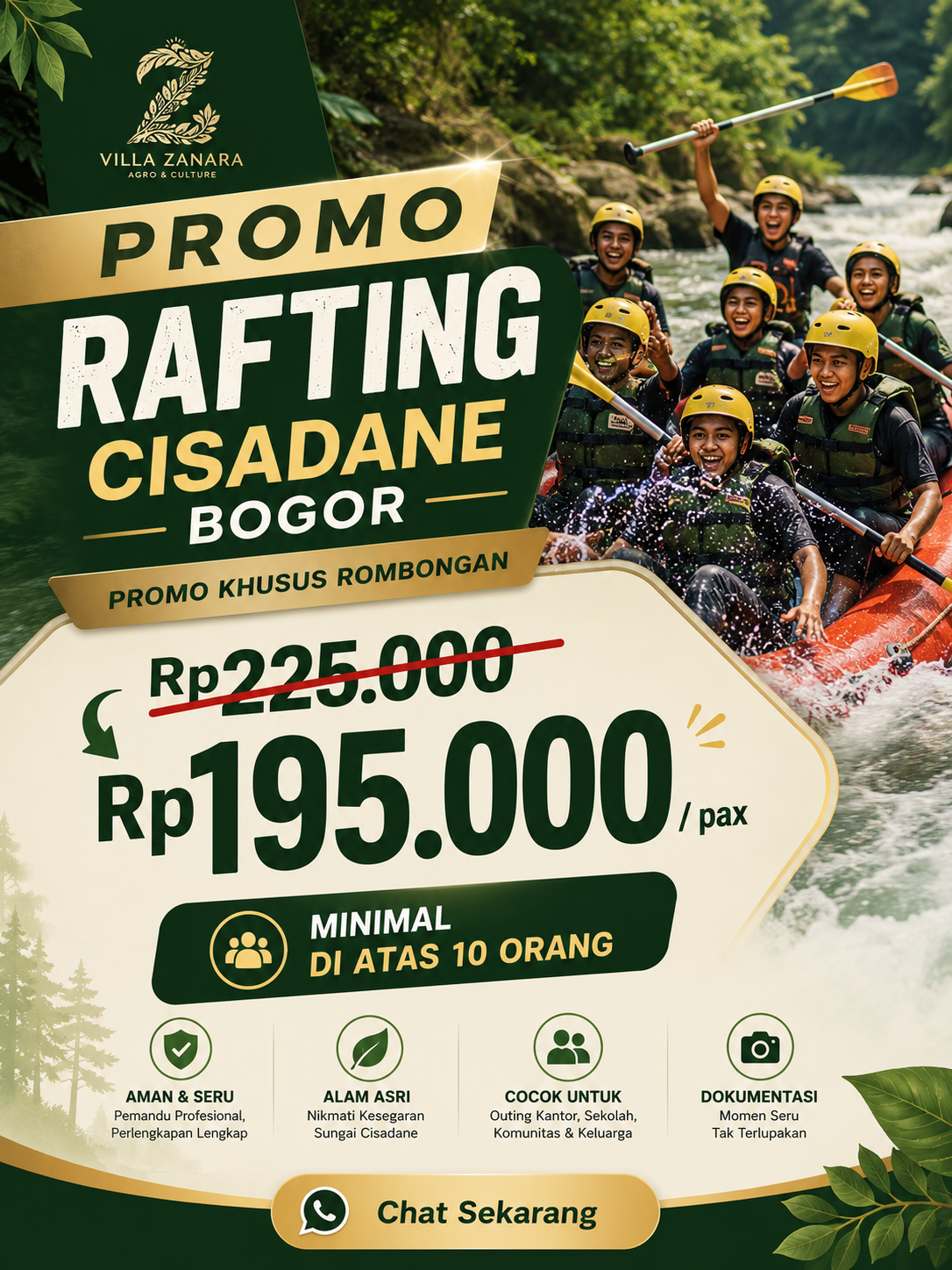 Promo rafting Cisadane Bogor Rp195.000 per pax