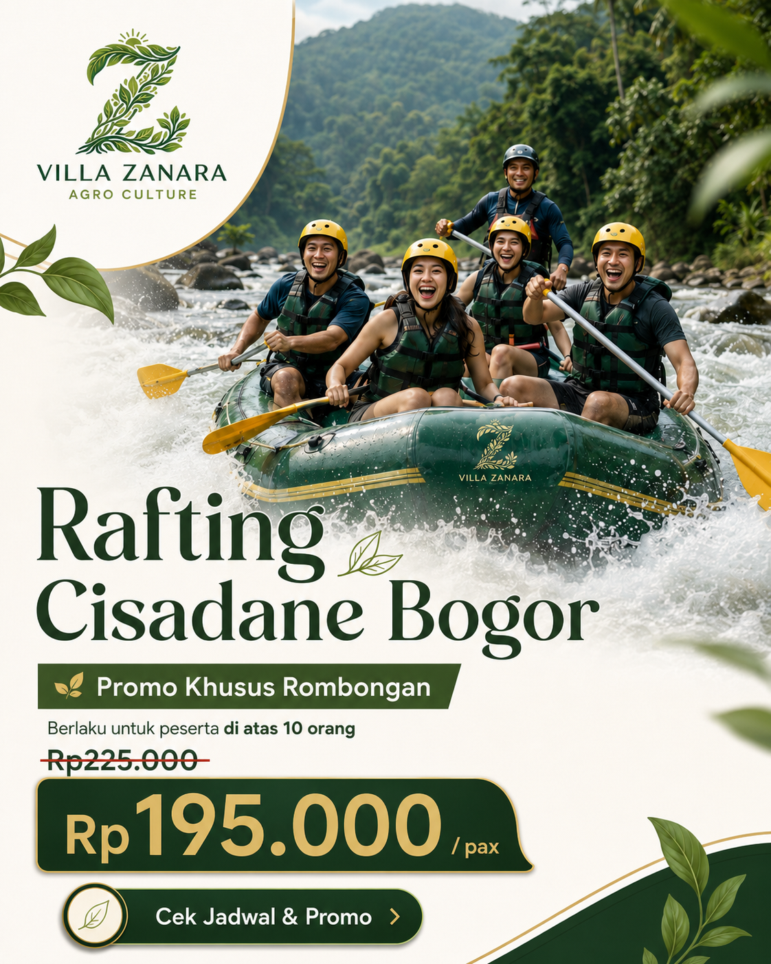 Promo Rafting Cisadane Rp195.000 per pax