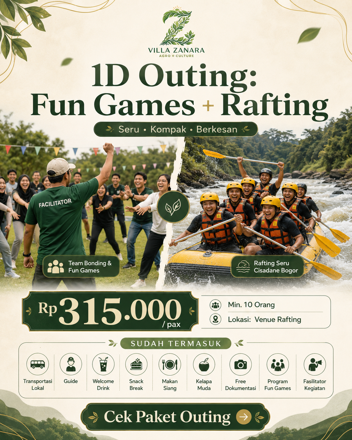 Paket Fun Games dan Rafting Cisadane Bogor